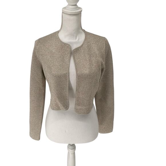 NEW Ann Taylor Gold Silver Metallic Shrug Cardigan Sz Small - Picture 1 of 8
